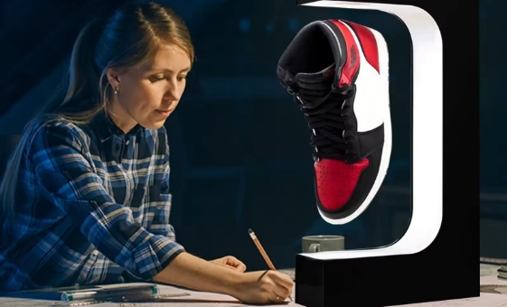The  E Shape Base Acrylic Magnetic Levitation Shoes Display Stand with LED Lights – a revolutionary product