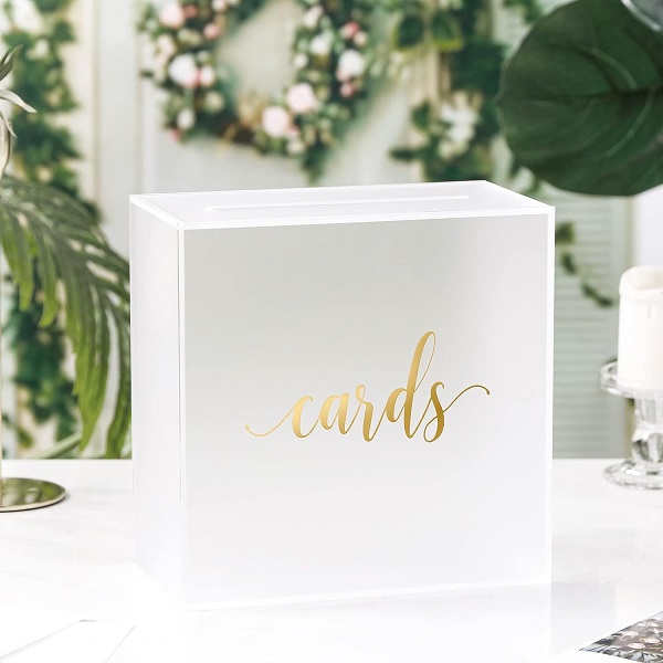 Frosted Acrylic Wedding Card Box With Slot