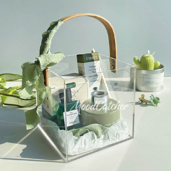 clear acrylic gift basket