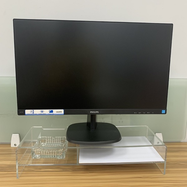 clear acrylic monitor stand with storage